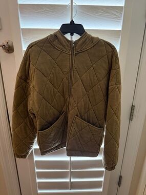 wild fable Olive Quilted Zip Hoodie